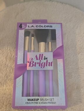 L.A. Colors Lavender and Gold 4-Piece Makeup Brush Set
